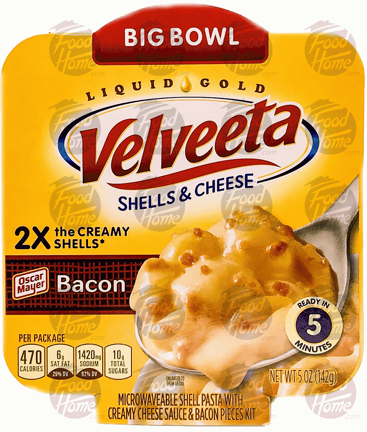 Velveeta Big Bowl bacon creamy shellls & cheese, macaroni & cheese, microwavable bowl Full-Size Picture